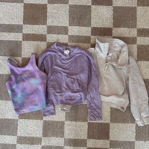 Girls All in Motion Purple and Cream Sweatshirt Set